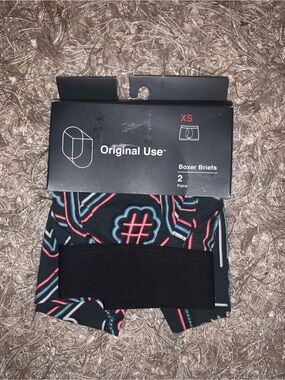 Target Original Use Men's Boxer Briefs in Black with Neon Pink and Blue Pattern